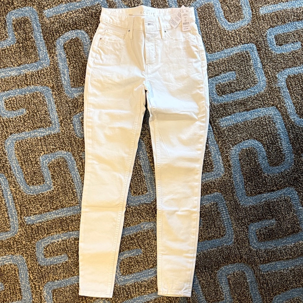 White House Black Market High Rise White Jeans